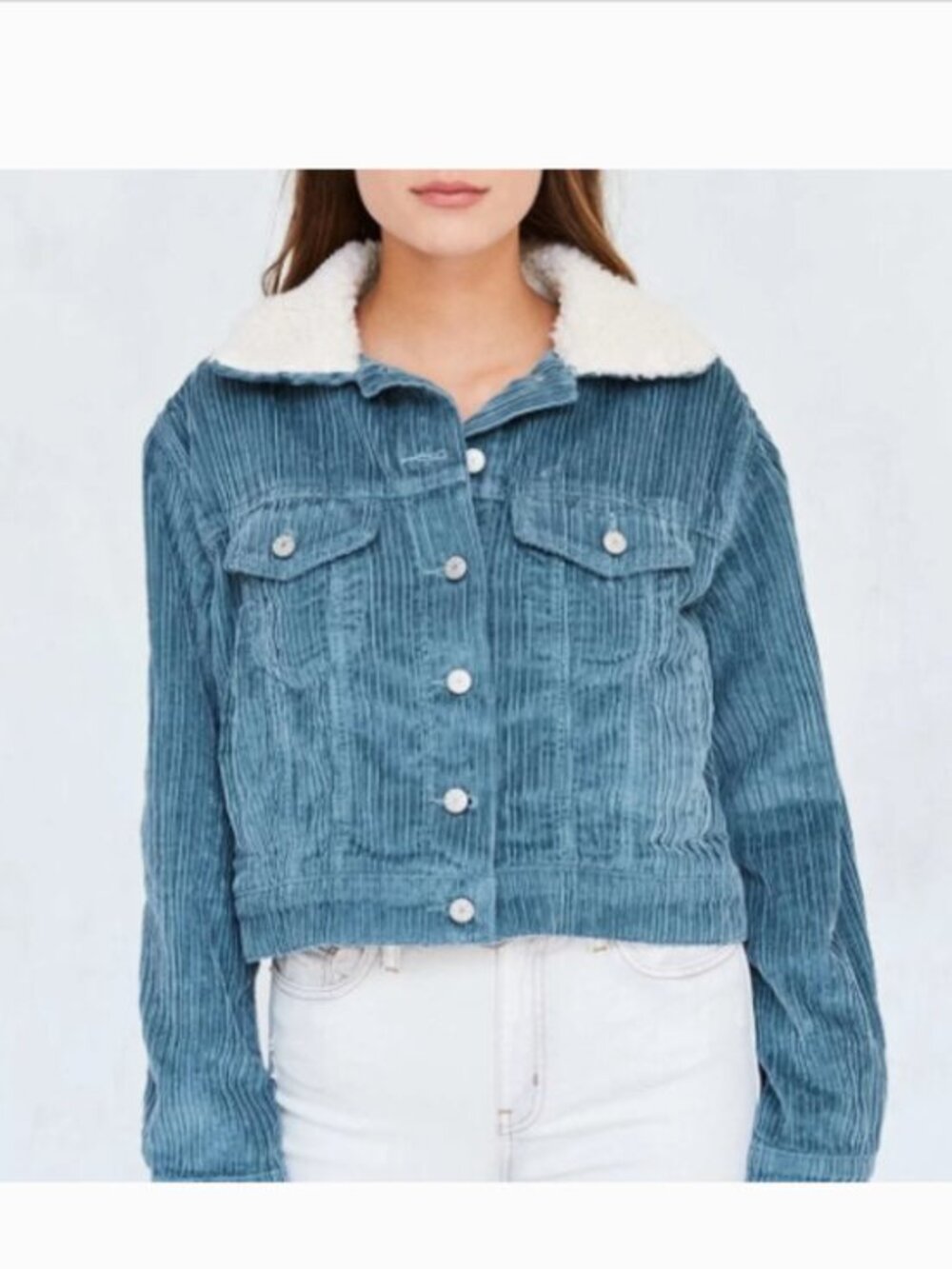Urban Outfitters BDG Corduroy Trucker Jack with Cream Sherpa Collar size small